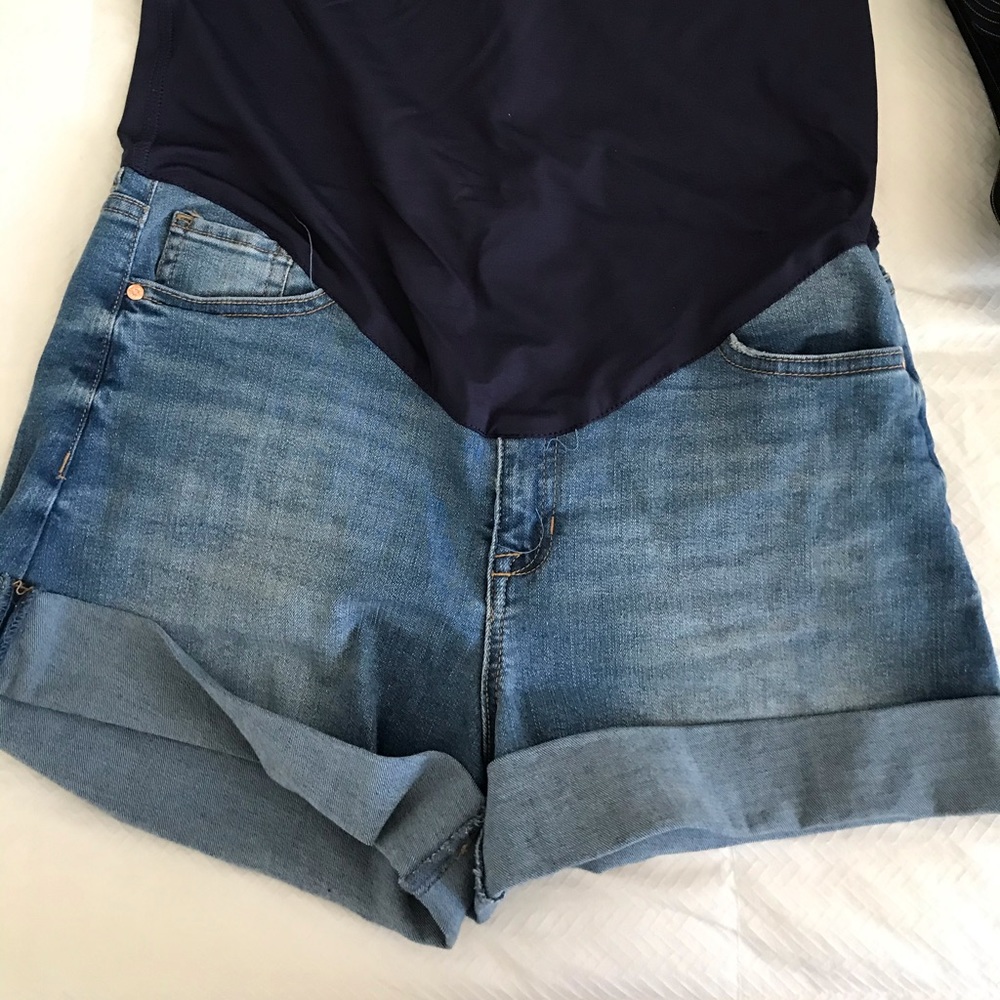 Pink blush maternity jean shirt